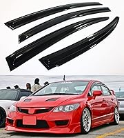 Cuztom Tuning Smoke 3D Wavy Window Visors for 2006-2011 Honda Civic Sedan - Rain Guards with Easy Tape Install