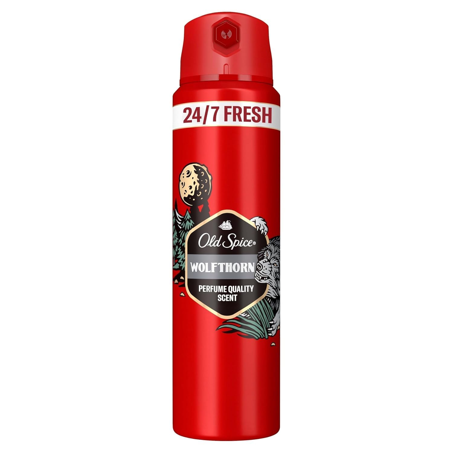 Old Spice Wolfthorn Deospray für Männer 150 ml, 24/7 Frischhh bei Täglicher Anwendung, lang anhaltender Duft in Parfumqualität, Ohne Aluminiumsalze, unsichtbar auf Schwarz und Weiß