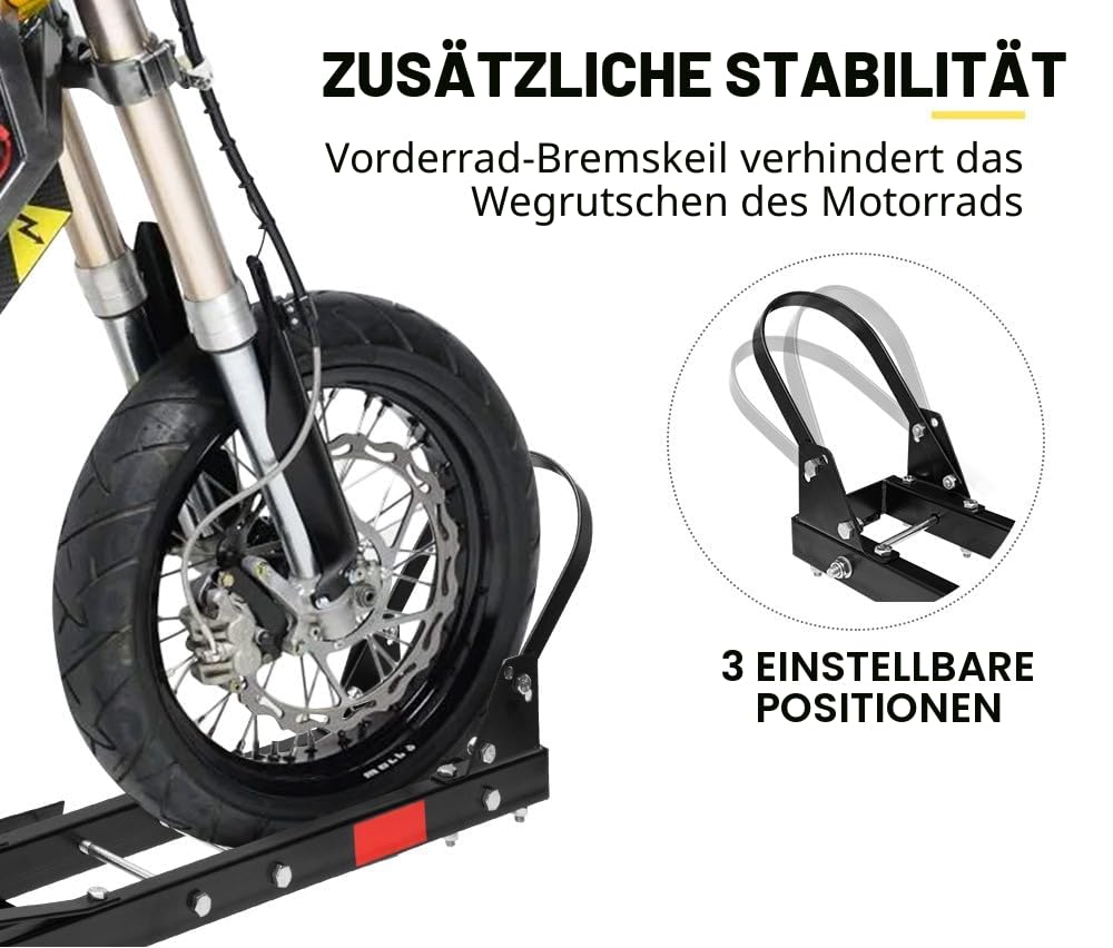 227 kg Motorrad-Kupplungsträger, Motorrad Dirt Bike Scooter Carrier Hitch Mount Rack Hauler Anhänger mit Laderampe und Kippsicherung