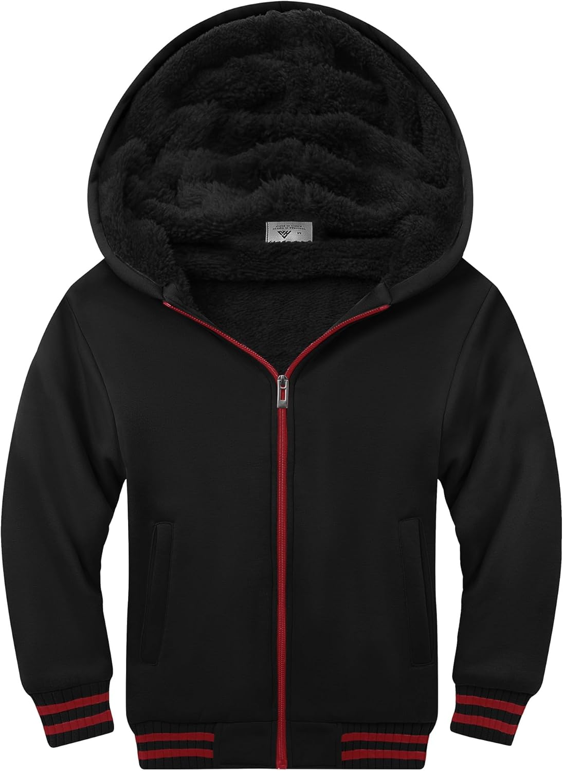 SWISSWELL Unisex Boys Girls Fleece Hoodie Sherpa Lined Jacket Zip Up Hooded Sweatshirt Winter Outerwear for Kids - Image 2