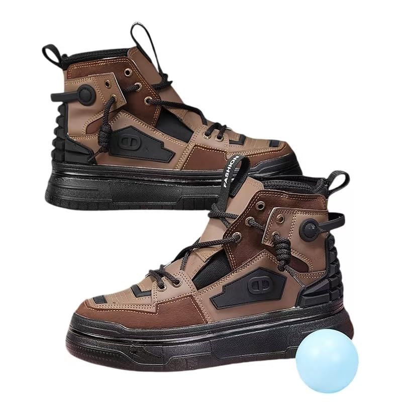 ins Style Trend - Botas deportivas informales con suela gruesa a juego, Marrón, 10