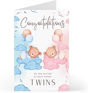 New Baby Twins Card - Congratulations Baby Twins Card – New Twins Gift - Newborn Twins Card - Twins Baby Gifts