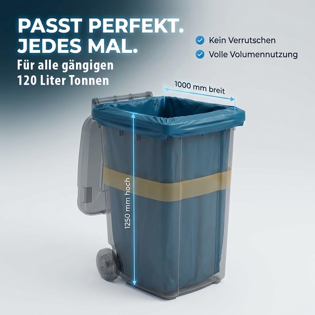 Bolsas de basura de 240 litros, extra fuertes, 70 μ azul, resistentes, bolsas de basura XXL, industriales y de oficina, extremadamente resistentes, estables para cubos de basura (azul, 50 piezas)