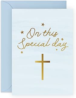 Baptism Cards for Girls - First Holy Communion Cards - 'On This Special Day' - Confirmation Card - 1st Communion Gifts for Boys - Blue Cross - Kindness Cards with Envelope and Stickers - By Central 23