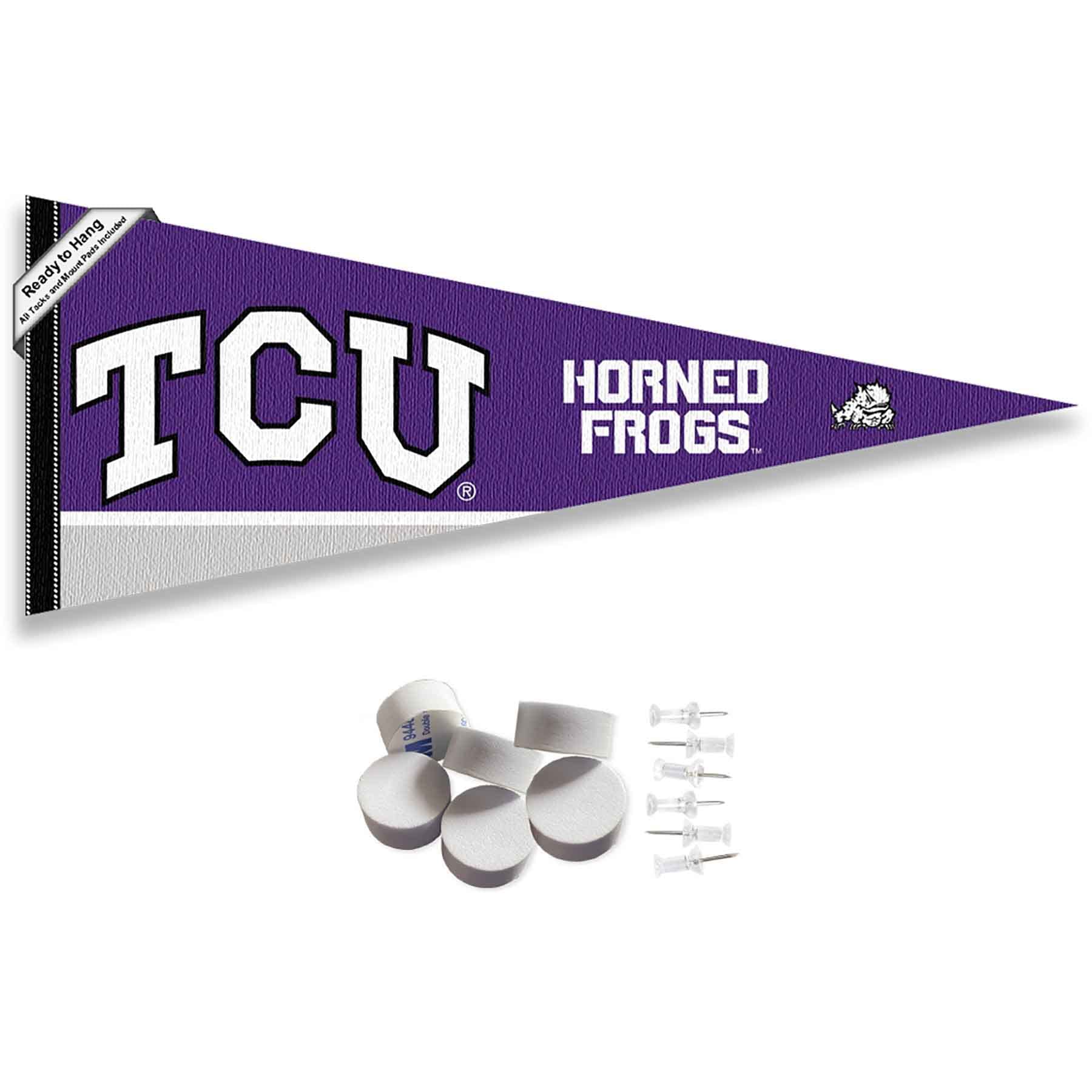 College Flags & Banners Co. Texas Christian Horned Frogs Pennant Flag and Wall Tack Mount Pads