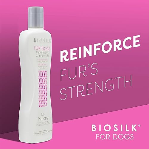 Miniatura 3 de BioSilk Acondicionador desenredante para perros de Silk Therapy  Acondicionador desenredante de pelo enmarañado sin sulfatos ni parabenos para todos