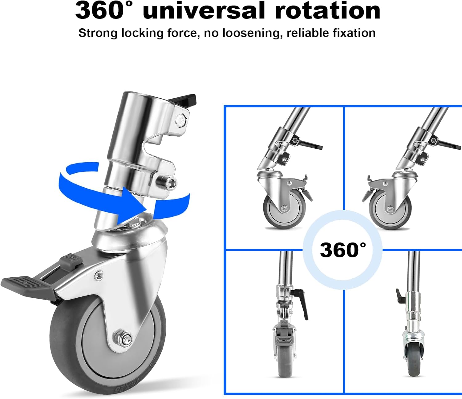 Soonpho Photography Swivel Caster Wheels Set for C Stand,25mm CStand Wheels Base Compatible with Takerers/Neewer and Other 25mm C Stand Legs for for Studio Photography Video Shooting - 3 Pack