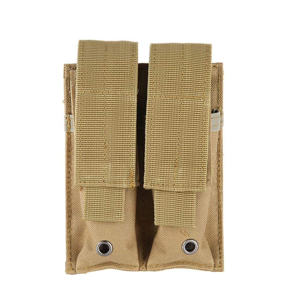 WLXW Magazine Pouch Double Molle Belt Dual Mag Bag Flashlight Holder Attachment Package For Airsoft Wargame(TAN)