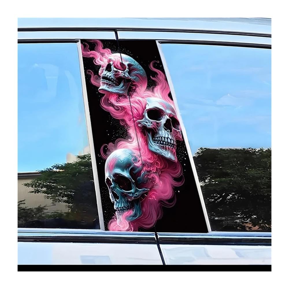 Body Parts 2 Pieces of Car Center Pillar Sticker Skull Vinyl Protective Film