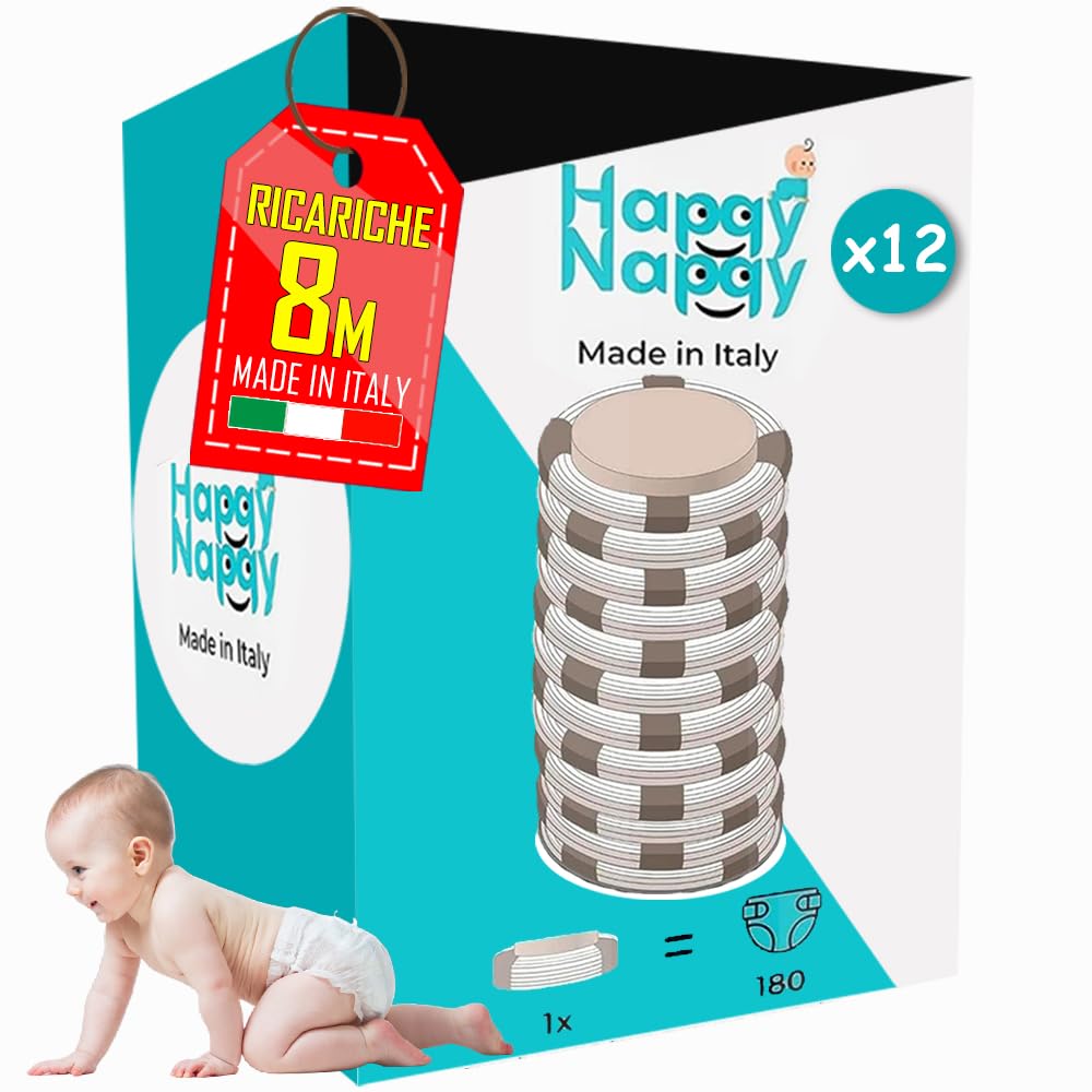 My Happy Nappy Ricariche -【Compatibili con Tommee Tippee Sangenic Tec, Simplee Sangenic e Twist & Click】- Super Ricariche XXL - Trattamento Anti-Odore EVOH Efficace a 7 Strati - Made in Italy