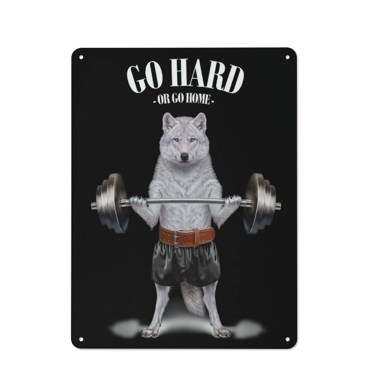 Polar Wolf Weightlifting Metal Gift Sign 40x30cm, Vintage Home Wall Decor for Home, Shop, Pub Or Studio Wall