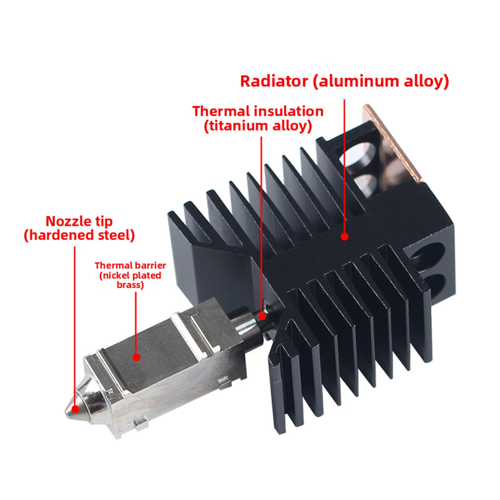 Generic 4 szt. Dysza ze Stali Hartowanej Hotend, Konstrukcja o Wysokim Przepływie do Drukarki 3D Snapmaker U1, Trwała Powłoka Nano 0,2 Mm