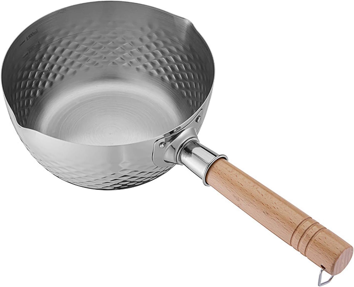 Traditional Korean Stainless Steel Saucepan & Tea Maker - Wooden Handle, Durable, Heat-Resistant | Perfect for Boiling, Simmering, Tea Brewing | Stylish, Easy to Clean,