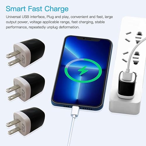 Miniatura 5 de Cargador de alimentación ligero 1A 5V Adaptador USB Conector Enchufe estándar de EE. UU. para reloj de teléfono, 5 piezas (negro