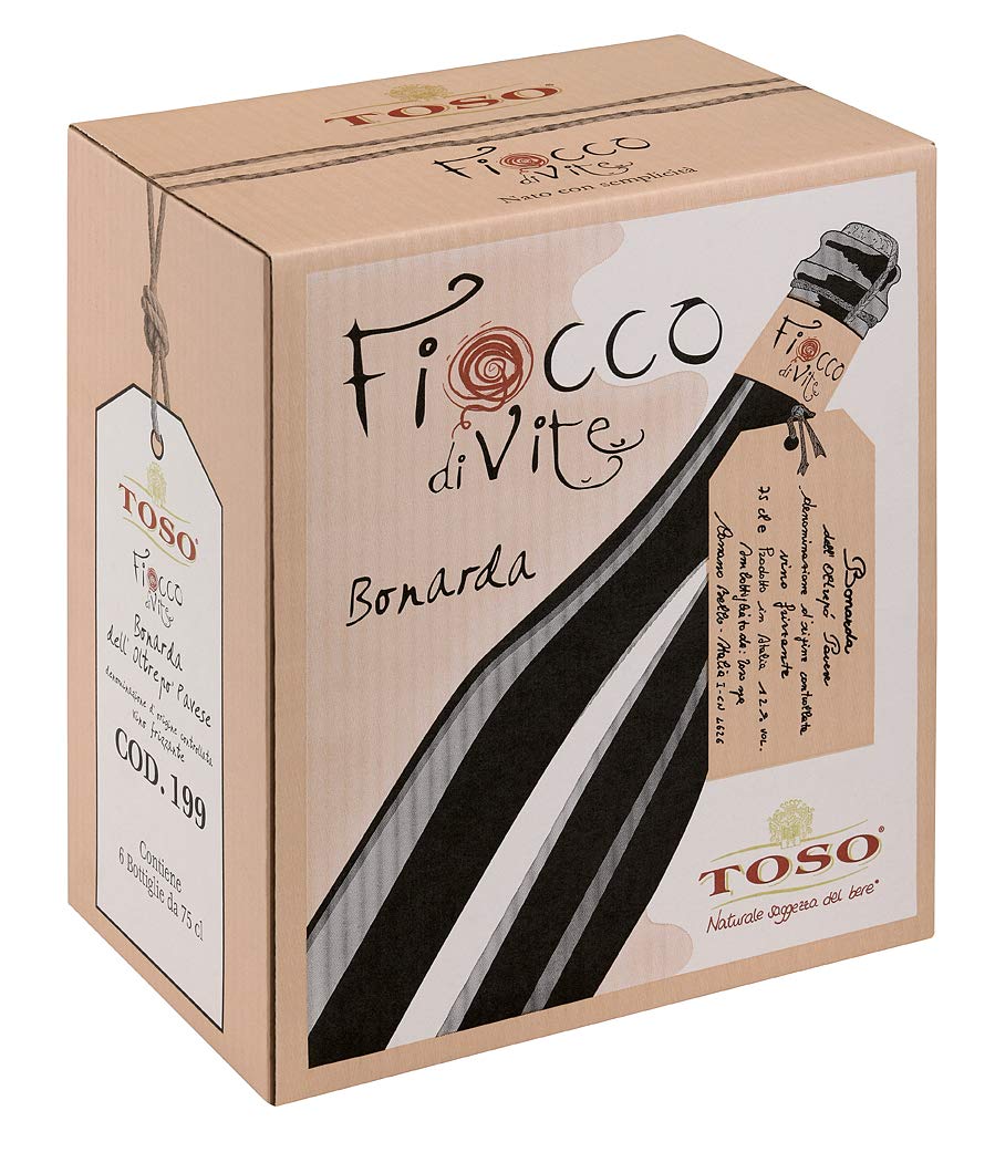 FIOCCO DI VITE Bonarda Dell'Oltrepo Doc Fiocco Di Vite Vino Rosso Frizzante, Di Colore Rosso Intenso - 6 Bottiglie - 6x75cl