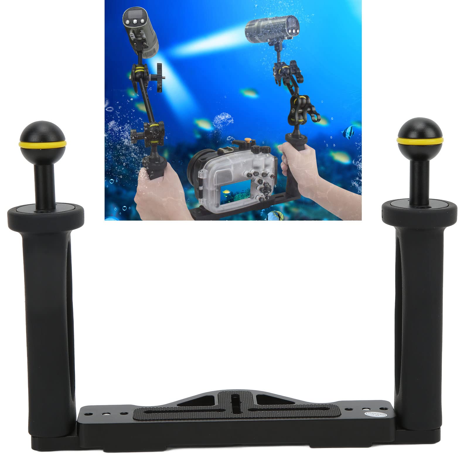 Bandeja para Cámara Subacuática TS 7 de Doble Asa, Estabilizador de Cámara de Acción de Buceo de Aluminio, Soporte de Luz Estabilizador de Cámara Impermeable para Tomas