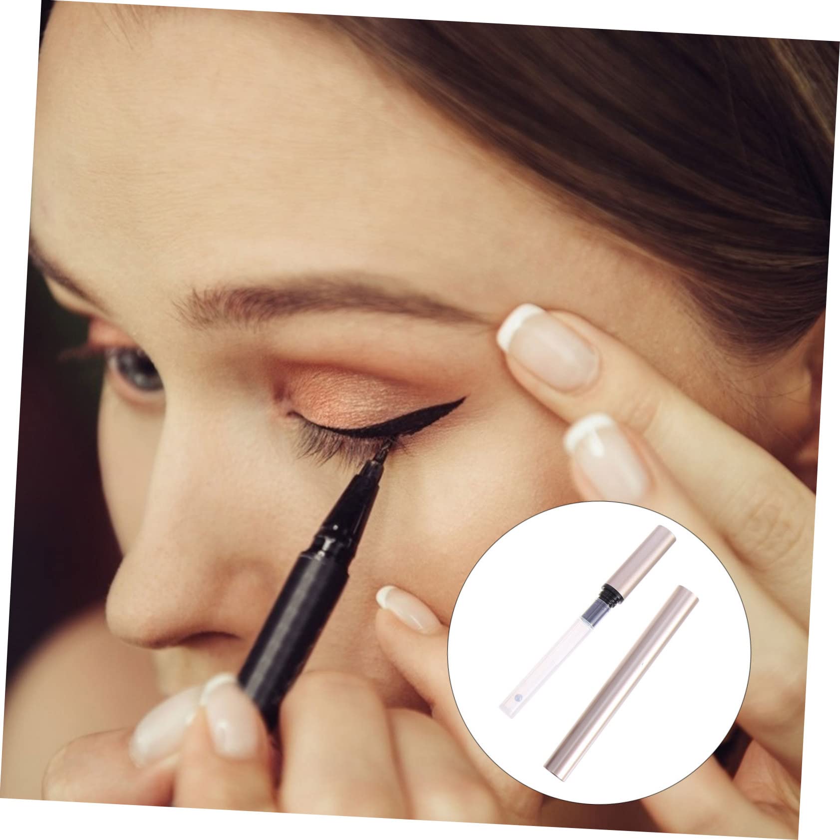 Veemoon 5 Pezzi Tubetto di Eyeliner Vuoto 1ml, Contenitore Ricaricabile in Plastico Oro, Leggero, per Saloni Cosmetici
