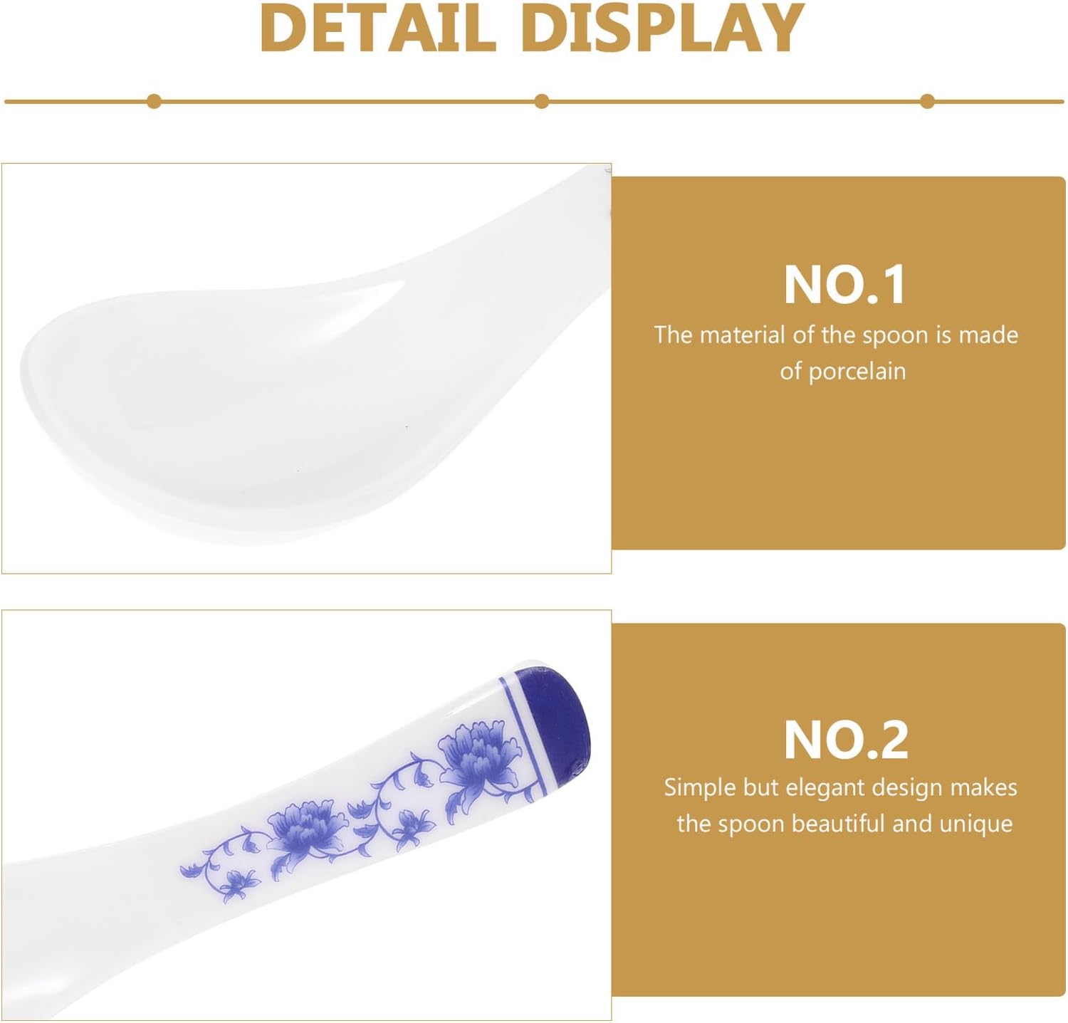 10pcs Blue and White Creative Soup Spoons Plastic Food-grade Table Spoons for Home and Restaurant Dining