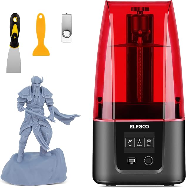 ELEGOO Mars 3 MSLA Resin 3D Printer UV Photocuring LCD 3D Printer 6.66inch 4K Monochrome LCD, Matrix UV LED Light Source, Off-Line or LAN Print, Printing Size 90 * 143 * 175mm