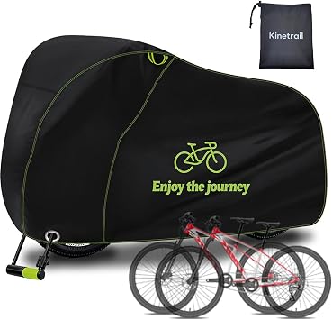 Bike Cover for 2 Bikes Waterproof Outdoor, Ebike Cover Rain Sun UV Dust Wind Proof, Bicycle Covers Outdoor Storage with Lock Hole for Electric Bike Mountain Road Bikes