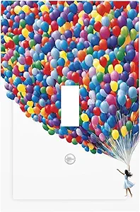 Decorative Switch Covers Plate Girl Holding Colorful Balloons 1 Gang Wall Plate Oversized Single Toggle Wall Cover Plate Jumbo Electrical Light Switch Plate Faceplate for Bedroom Decor