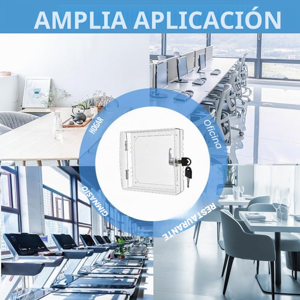 Caja de bloqueo de termostato con 2 llaves, caja protectora de termostato transparente, 16 x 15 x 6 cm, caja de cubierta de termostato montada en la pared, para restaurantes, escuela