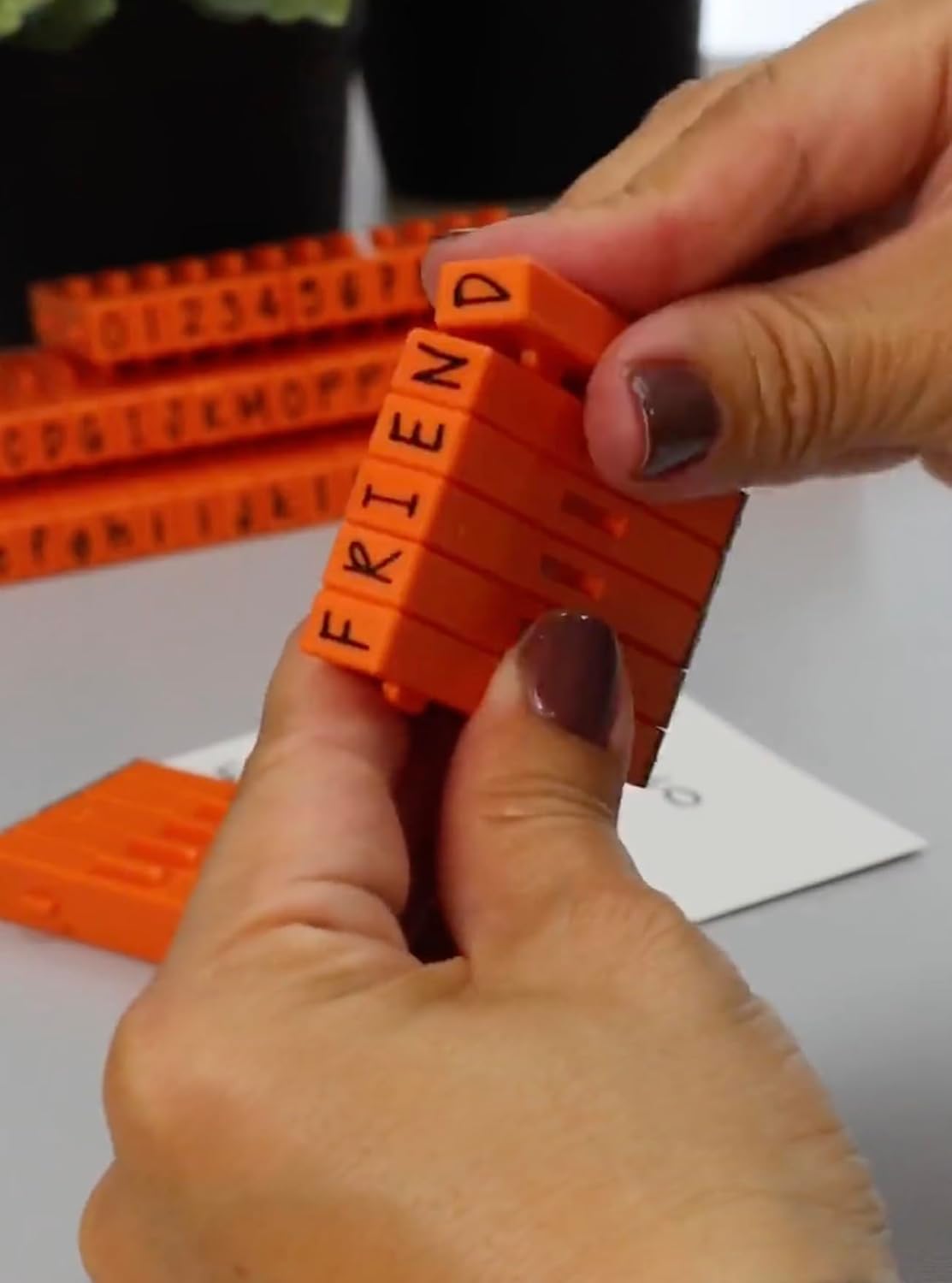 PEGZ® V2 Alphabet Stamps Clickable - Connectable Orange Crush Font (48 Uppercase & 48 Lowercase, 4 Blanks 100 pc Medium Size)