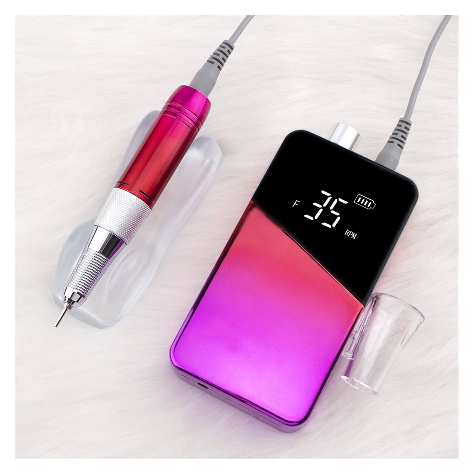 Kit per la Cura delle Unghie - Manipolo a Colori sfumati 35.000 Giri/min Trapano Elettrico Portatile Senza Fili Ricaricabile per Manicure e Pedicure