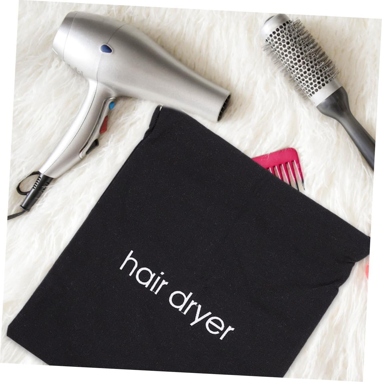 4pcs Travel Hair Dryer Bag Drawstring Canvas Storage Bag for Hair Dryer Portable Organizer for Cosmetics