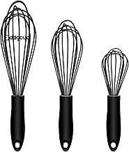GDDGCUO Silicone Whisk, Heat Resistant Kitchen Wisk for Non-Stick Cookware, Premium Balloon Wire Whisk, Egg Beater Perfect for Blending, Whisking, Frothing & Stirring (Black, 3 Pack)