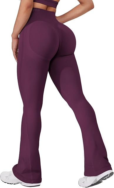 VOYJOY Mini Flared Impact Leggings for Women 30" Seamless Hidden Scrunch Butt Lift Workout Legging Flare Bootcut Yoga Pants