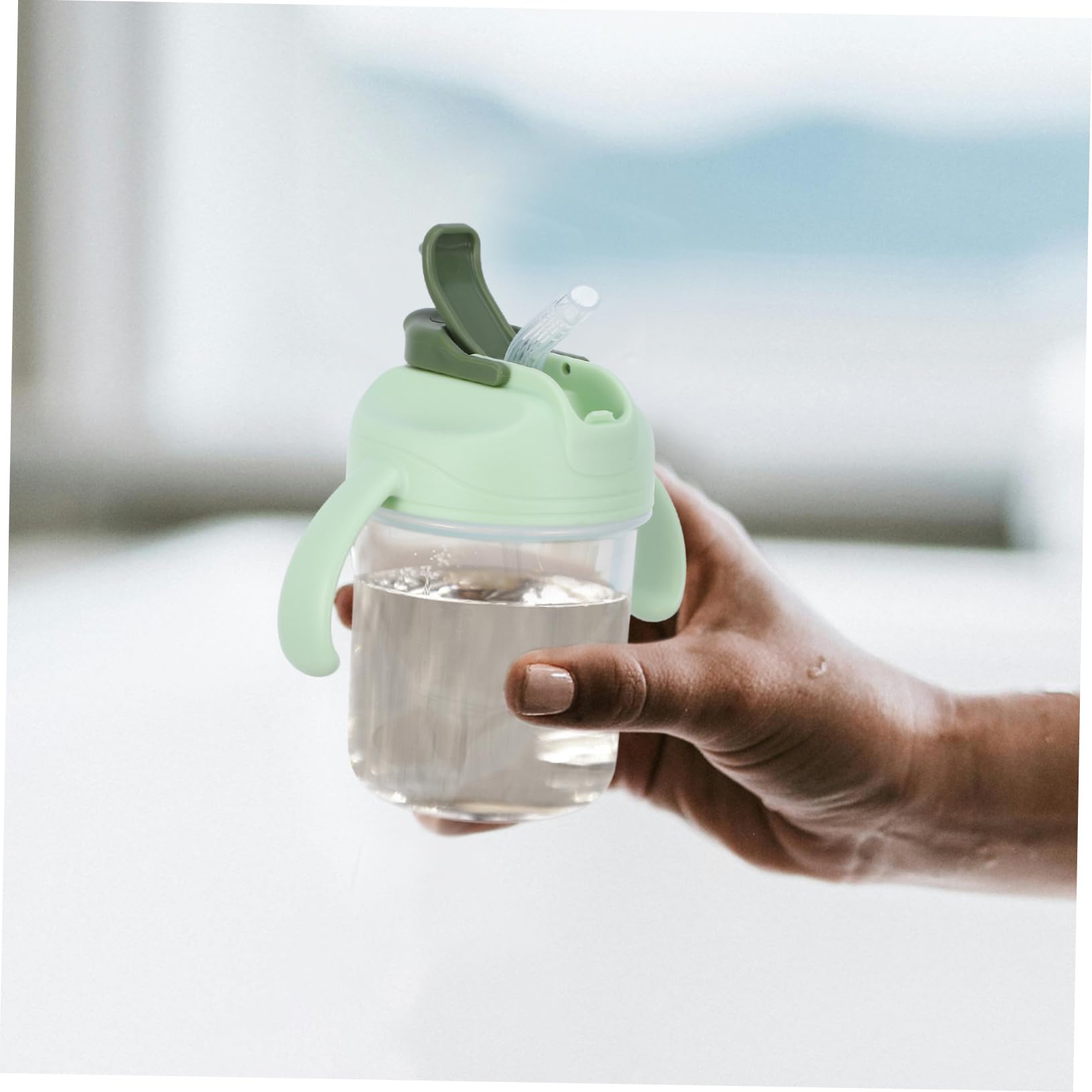 SHERCHPRY 5 Pezzi Tazza in Cannuccia Antisoffocamento Assistenza Infermieristica Colore Tazze Per Adulti a Prova Di Fuoriuscite Disfagia Marrone Coppa Maneggiata Adulto Gel Di Silice Verde