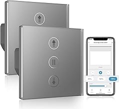 Wi-Fi Percentual Shutter Switch 80 x 80 mm, Smart Shutter Switch Voice Control Compatible with Alexa/Google Home/Smart Life, Neutral Cable Required, Grey