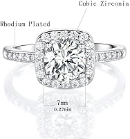 Vista 3 de MDFUN Anillo de compromiso para mujer, chapado en oro blanco de 18 quilates, con circonia cúbica, halo, promesa de eternidad