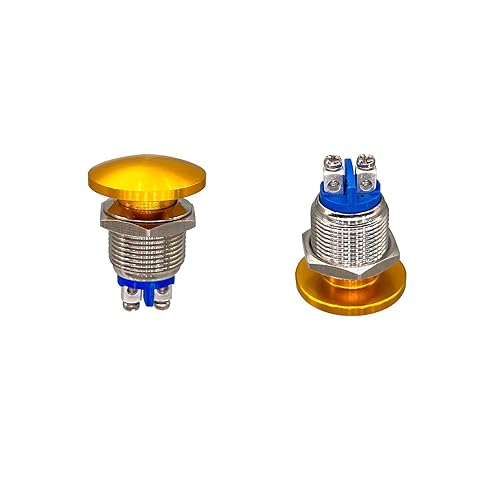 Miniatura 2 de Xnrtop 2 interruptores de botón en forma de hongo de 0.866 pulgadas, impermeables, 1NO SPST, botón de inicio momentáneo, encendido y apagado,