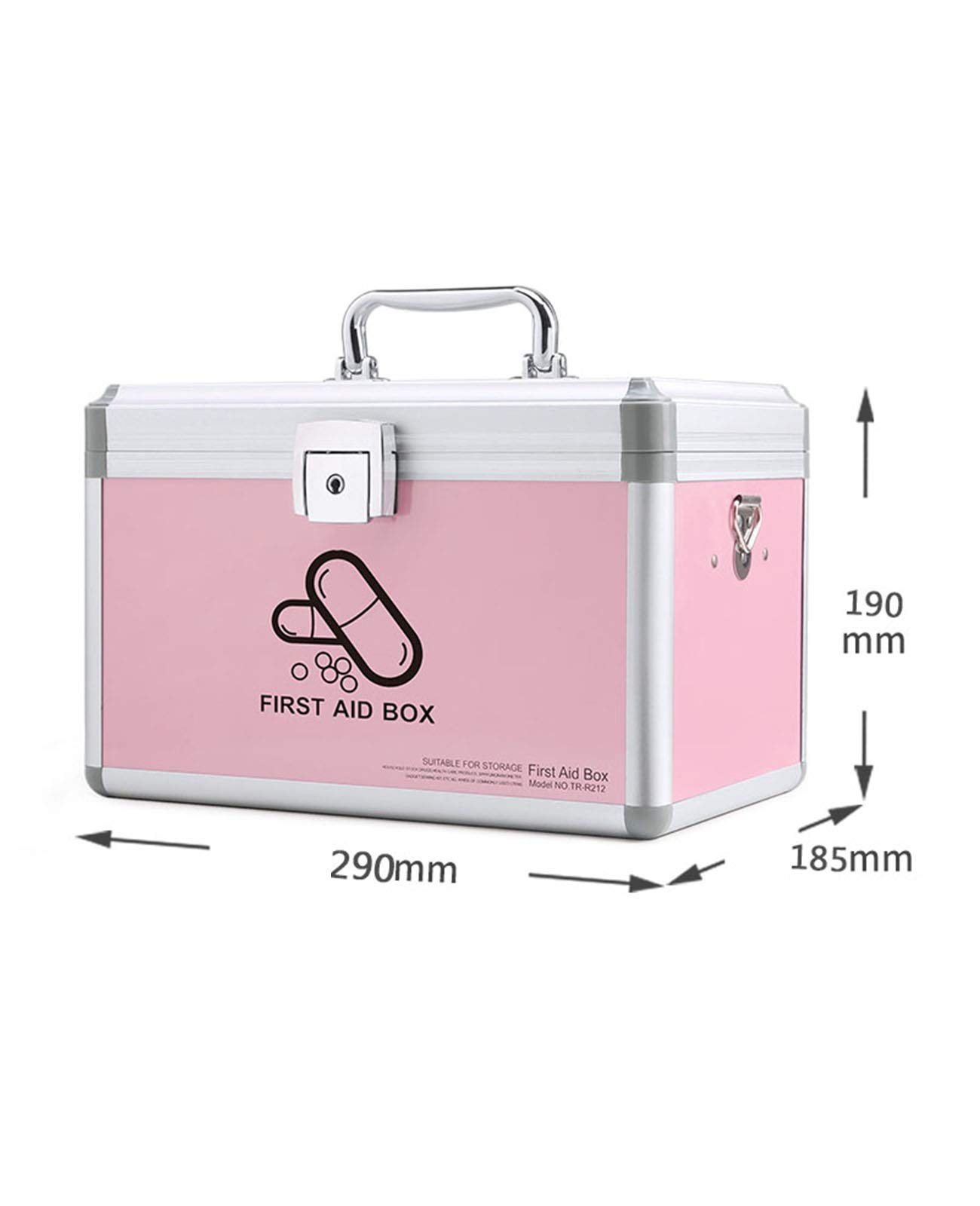 ApuaVireo&Co Hausapotheke, Abschließbarer Medikamentenkasten-Organizer, Medikamenten-Aufbewahrungsbox, medizinische Truhe aus Aluminium, mit Deckel, Aufbewahrungsbehälter, 29 x 18,5 x 19 cm(A)