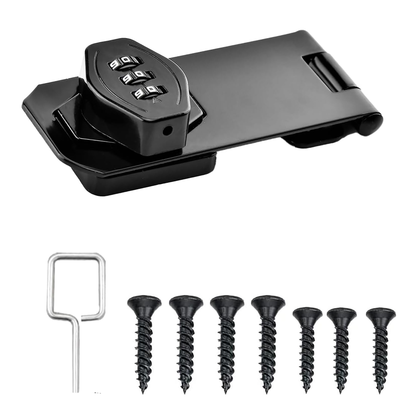 Jidyllic Black Password Hasp Locks,3-Digit Hasp Security Hasp Lock Cabinet Password Locks Door Lock Hasps Cabinet Locks Hasp Latch For Cabinets Barn Door Outdoor Garden(Black)
