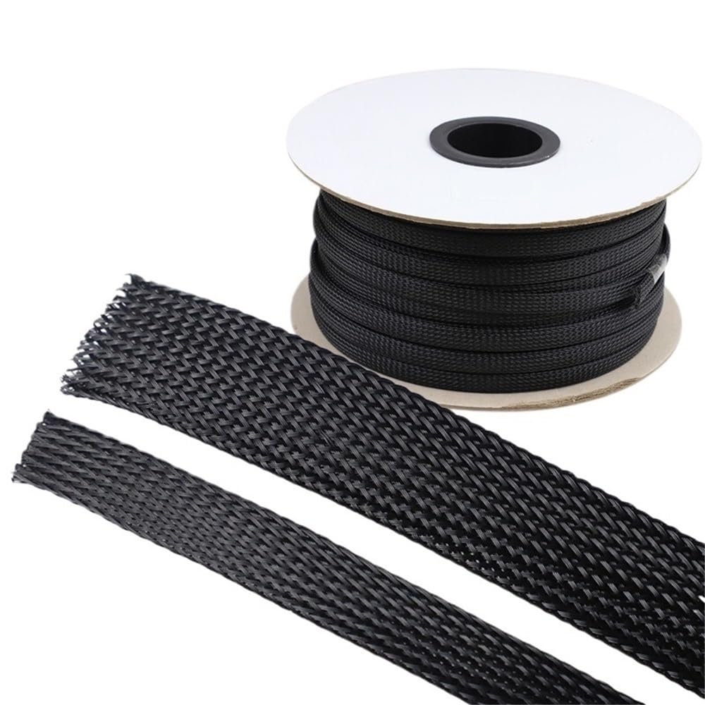 Funda Trenzada expandible de Pet Tamaños múltiples del Negro Extensible Trenzado de la tubería Malla protección Cable Funda Animal DOMÉSTICO(10 Meters*60 MM)