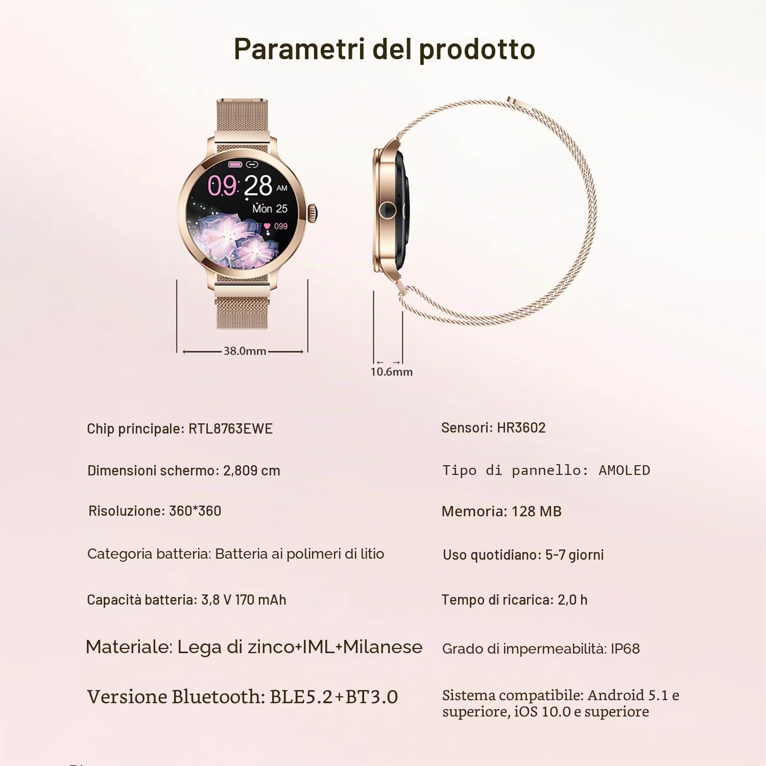 LONGLU Smart Watch da donna con Bluetooth Chiamate, Smartwatch per iPhone e telefoni Android Fitness Tracker Orologi con Risposta/Effettua Chiamate Impermeabile Frequenza Cardiaca (Argento)