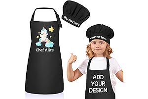 Personalized Kids Apron and Chef Hat Set: Embroidered Name for Creative Kitchen Adventures