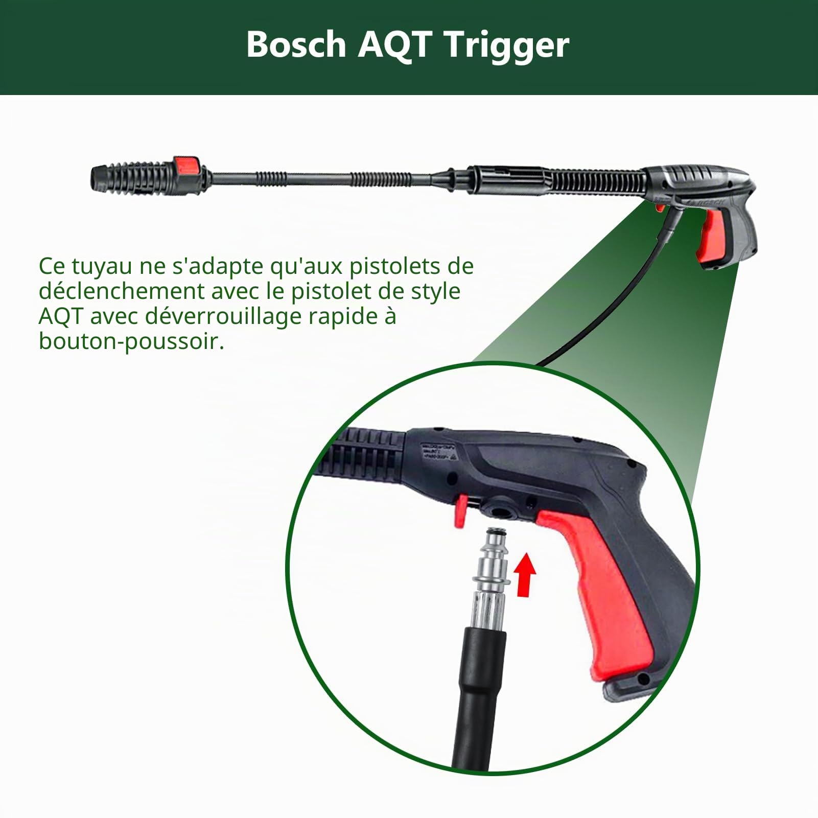 YUET 5M Tuyau à Haute Pression Flexible avec Raccord Connecteur Rapide de Nettoyeur Haute Pression pour Bosch AQT Aquatak Accessoire Tuyau de Rechange de Nettoyage d'eau