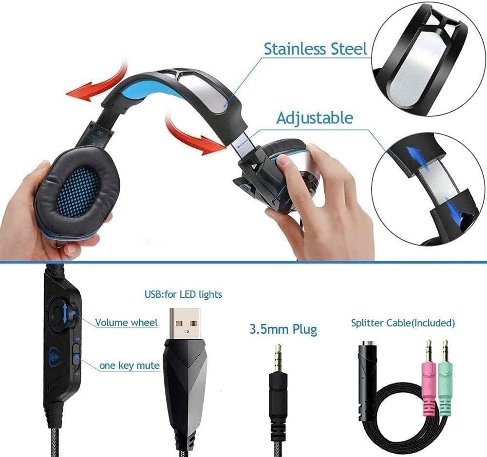 Cuffie da gioco, for Xbox One, PS4, PC, controller volume, cuffie con cancellazione del rumore, microfono, cuffie da gioco professionali da 3,5 mm con riduzione del rumore stereo, cuffie da gioco ster