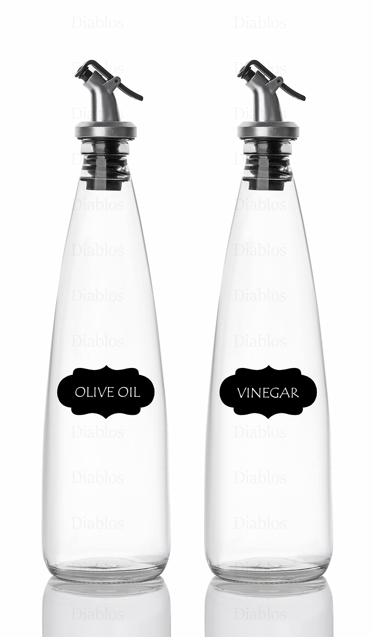 DiablosOil Dispenser 500 ml, Pack of 2, Glass oil Bottle for kitchen, Kitchen accessories item, Transparent