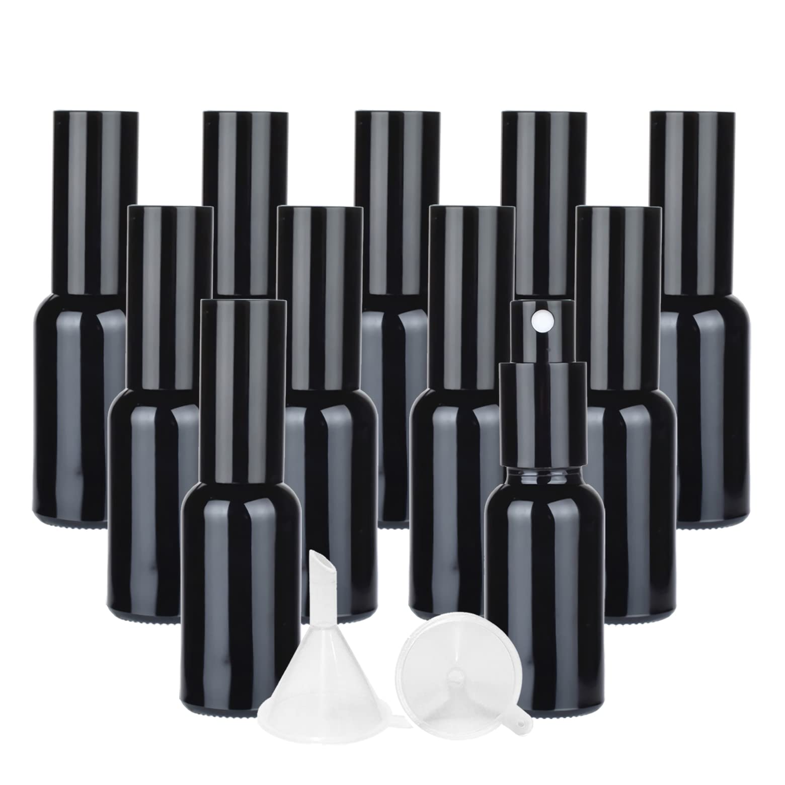 24 Pezzi 30ml Vuoto Bottiglie Atomizzatore Vetro Nero di Profumo con Tappi Nero di Profumo flacone spray Con Sprayer per Vita Quotidiana+ 2 x imbuto