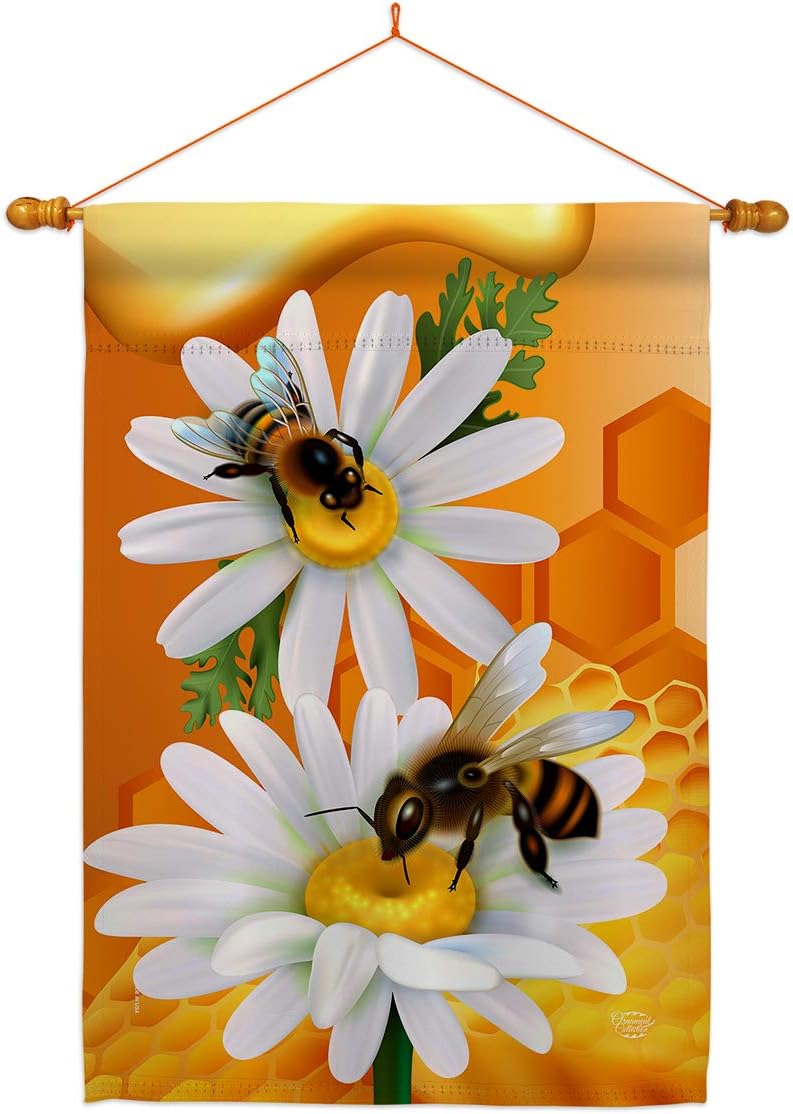 Sweet Honey House Flag Garden Friends Butterfly Ladybugs Dragonfly Bee Springtime Insect Natural Wildlife Small Decorative Gift Yard Banner Made In USA 28 X 40
