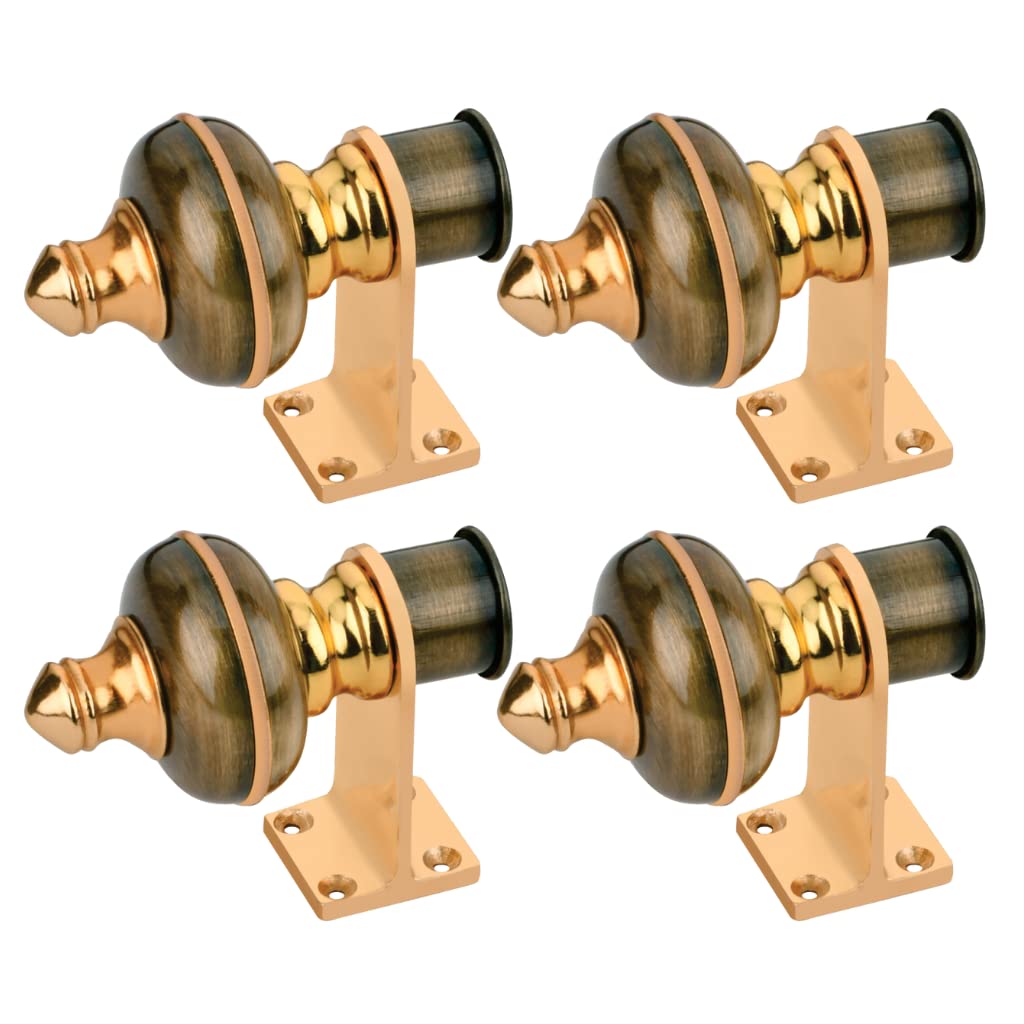 Stylish Curtain Hooks/Curtain Knobs/Rod Rail Bracket for Home Antique Gold Finish (4P, Antique)