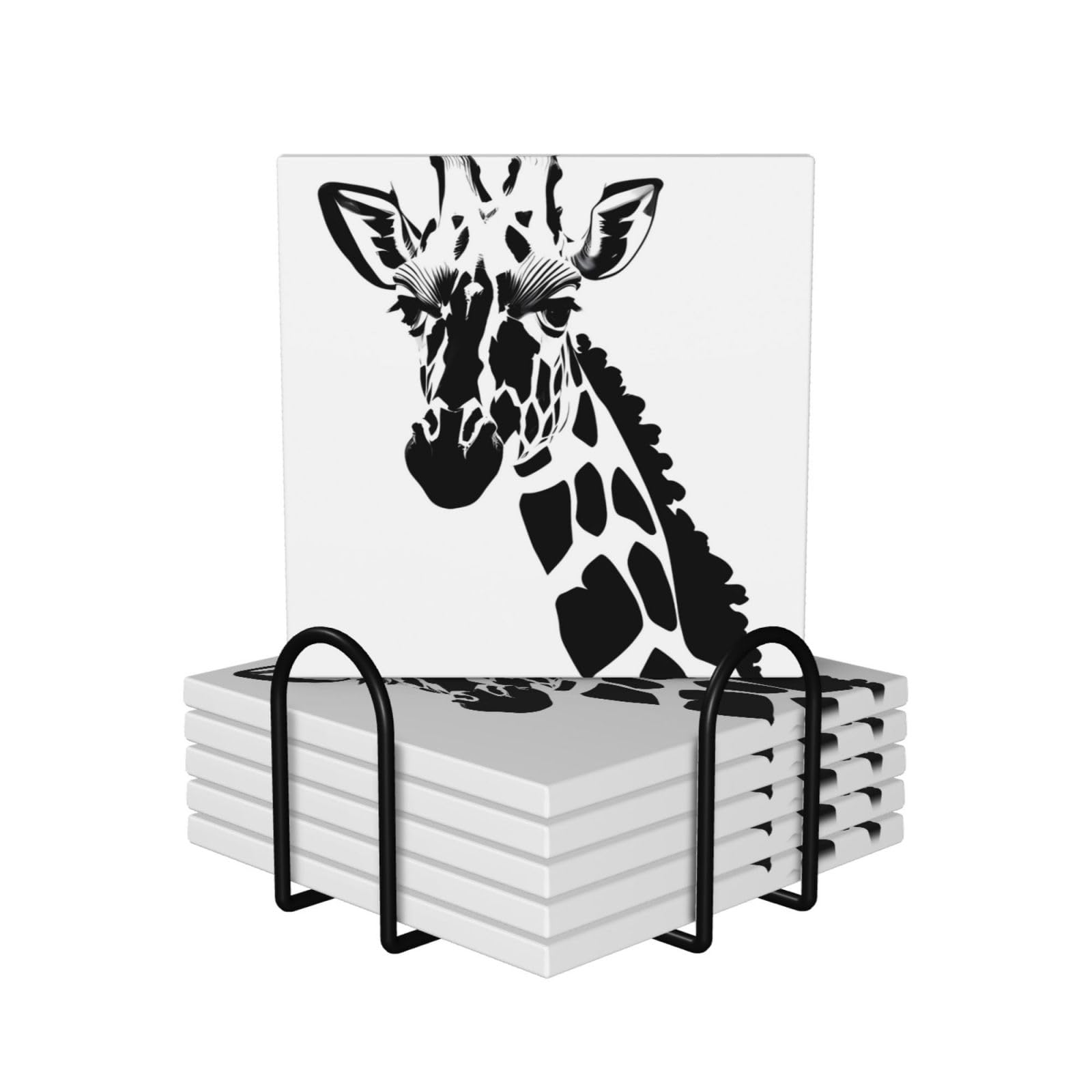 Dessous de verre céramique girafe idée cadeau originale avec son support moderne