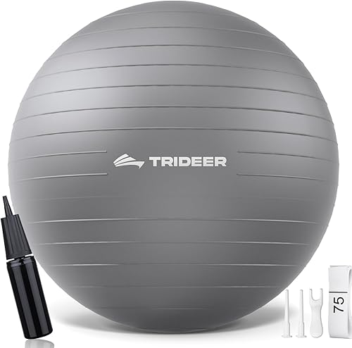 Trideer Exercise Ball Yoga Ball – Office Seating & Balance Ball Chair, Stability Ball for Pilates, Physical Therapy,Core Training & Balance Improvement & Stretching(grey,L(23-26ines/58-65cm))