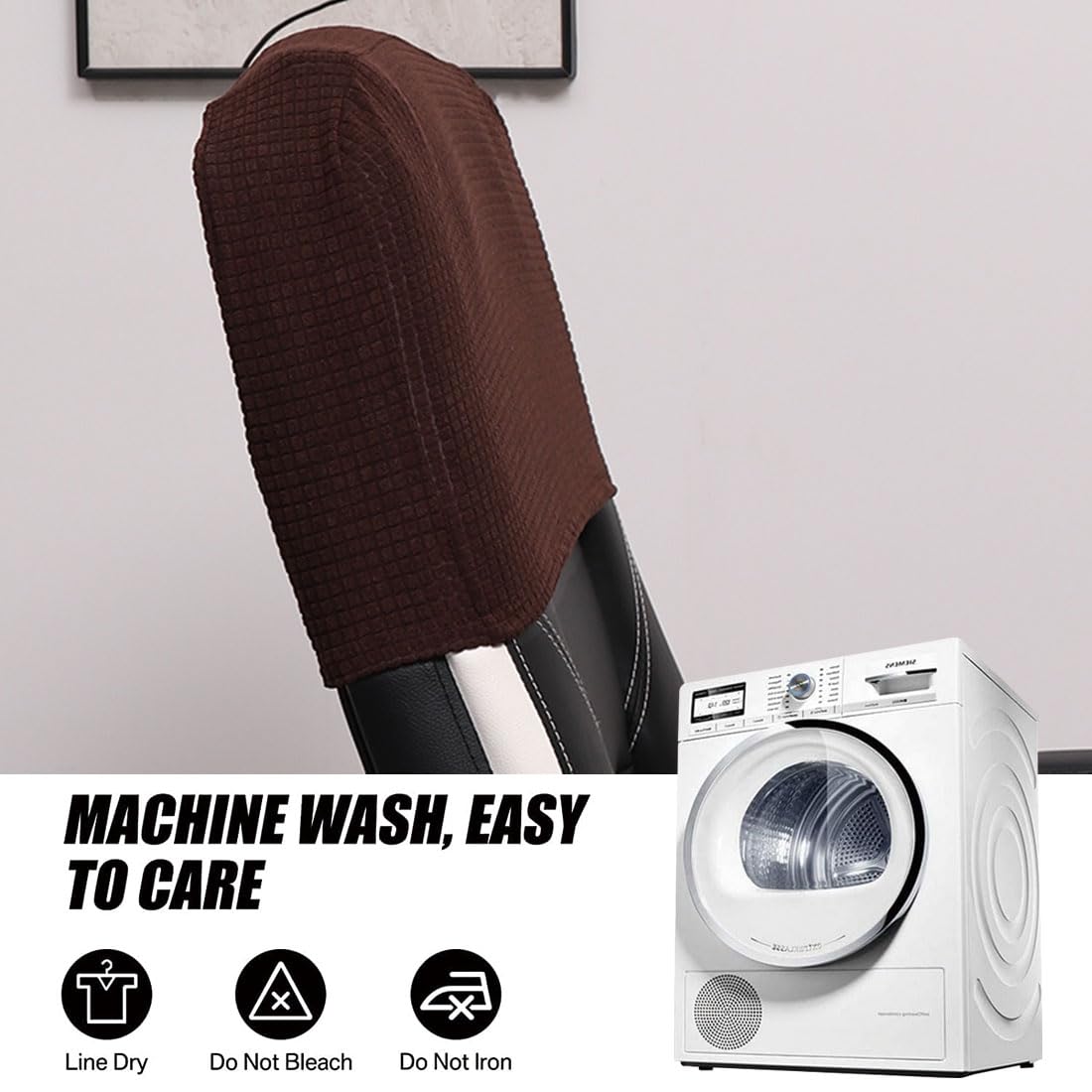 Coprisedia da ufficio impermeabili, elastici, protezione per sedie con schienale alto, confezione da 2, colore caffè, resistenti ed eleganti, perfetti per uso domestico e ufficio