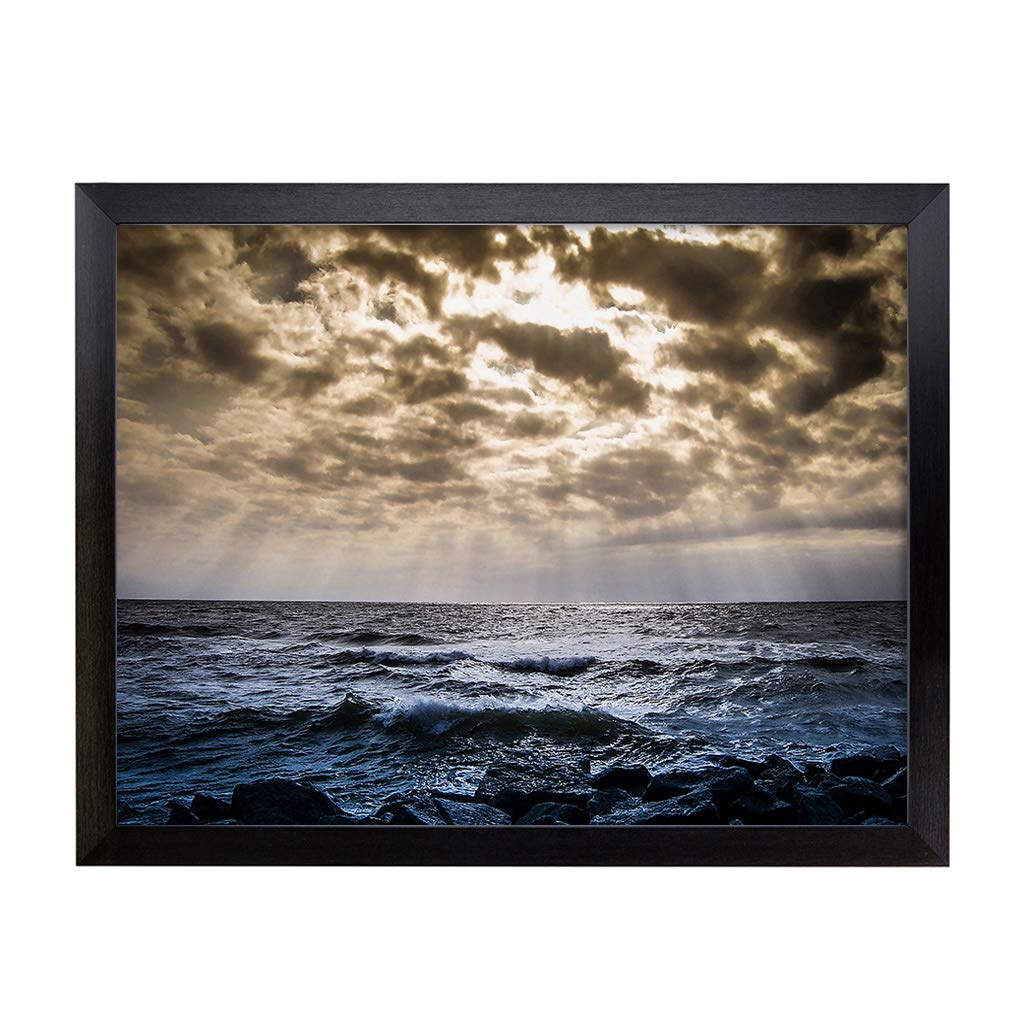 Lap Tray with Cushion | Seascape Sea and Clouds | Padded Bean Bag Cushion | For Eating, Working, Crafting, Laptop | Portable Table Desk